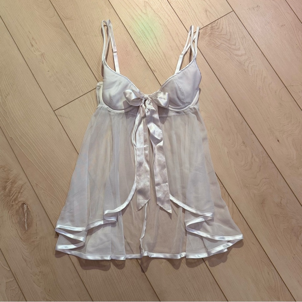 la vie en rose white flyaway babydoll lingerie top